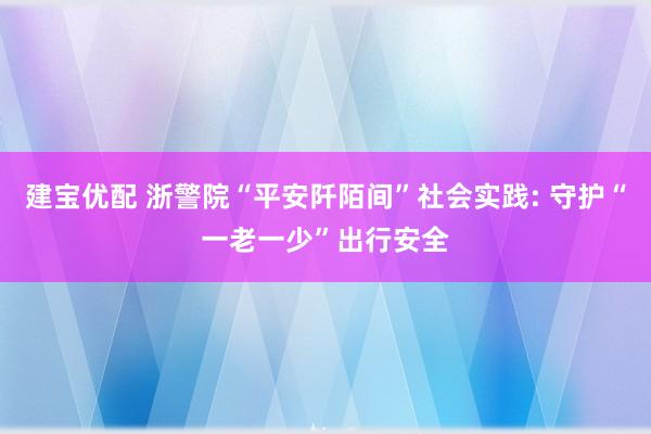 建宝优配 浙警院“平安阡陌间”社会实践: 守护“一老一少”出行安全